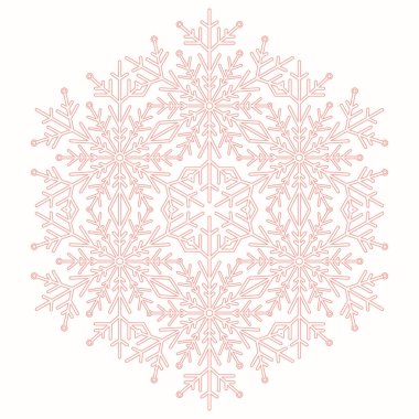 Round vector snowflake. Abstract winter ornament. Round pink pattern with snowflake