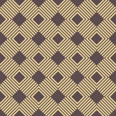 Seamless geometric abstract vector pattern whith rhombuses. Geometric brown and golden modern ornament. Seamless modern background