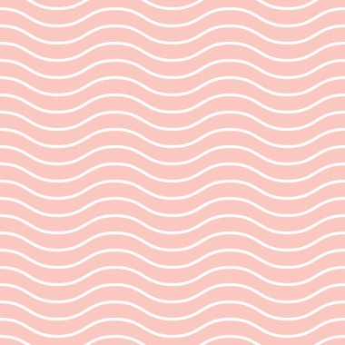 Seamless vector ornament. Modern wavy background. Geometric modern pattern with pink and white waves
