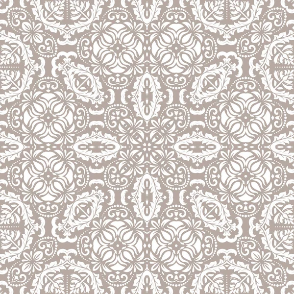 Orient Vector Classic Brown White Pattern Seamless Abstract Background Vintage — 图库矢量图片