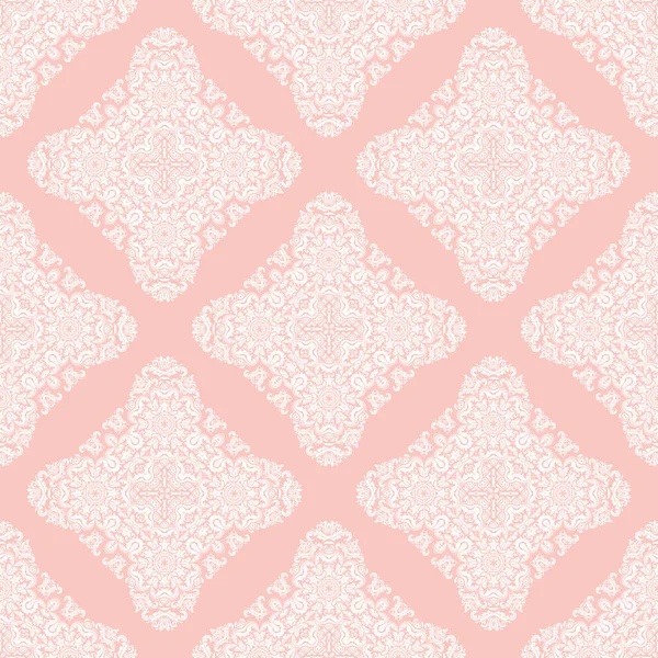 Classic Seamless Vector Pattern Damask Pink White Orient Ornament Classic — Stock Vector