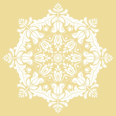 Elegant vintage vector yellow and white ornament in classic style. Abstract traditional ornament with oriental elements. Classic vintage pattern