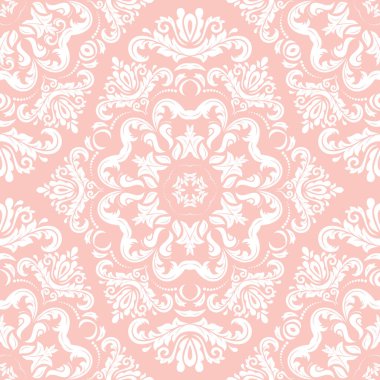 Orient vector classic pattern. Seamless abstract pink and white background with vintage elements. Orient pattern. Ornament for wallpapers and packaging