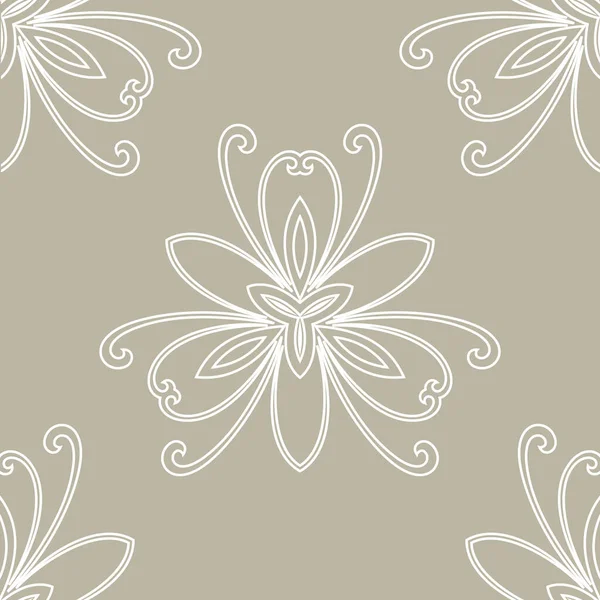 花矢量装饰品 无缝隙的抽象经典背景与花朵 重复米色和白色元素的模式 壁纸和包装用装饰品 — 图库矢量图片