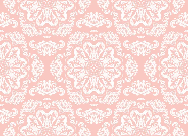 Orient Vector Classic Pink White Pattern Seamless Abstract Background Vintage — Stock Vector