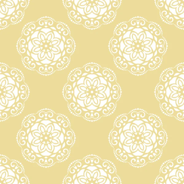 Цветочный Желтый Белый Векторный Орнамент Бесшовный Абстрактный Классический Фон Цветами — стоковый вектор