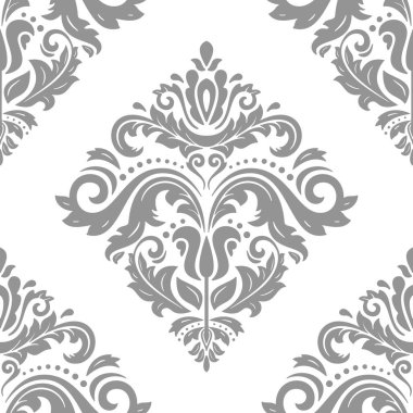 Doğu gümüş ve beyaz vektör klasik desen. Klasik elementlerle kusursuz soyut bir arkaplan. Oryantasyon düzeni. Duvar kağıtları ve ambalaj için süs