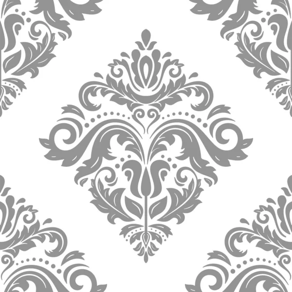 Doğu gümüş ve beyaz vektör klasik desen. Klasik elementlerle kusursuz soyut bir arkaplan. Oryantasyon düzeni. Duvar kağıtları ve ambalaj için süs