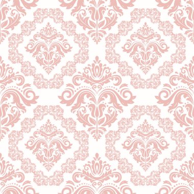 Classic seamless vector pattern. Damask orient pink and white ornament. Classic vintage background. Orient pattern for fabric, wallpapers and packaging