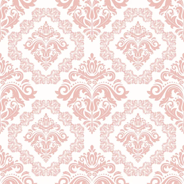 Classic Seamless Vector Pattern Damask Orient Pink White Ornament Classic — Vettoriale Stock