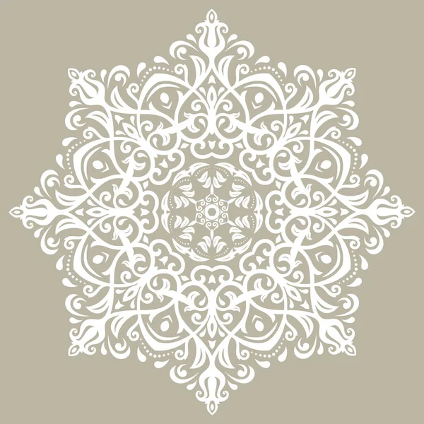 Elegante Vintage Vector Beige Wit Rond Ornament Klassieke Stijl Abstracte — Stockvector