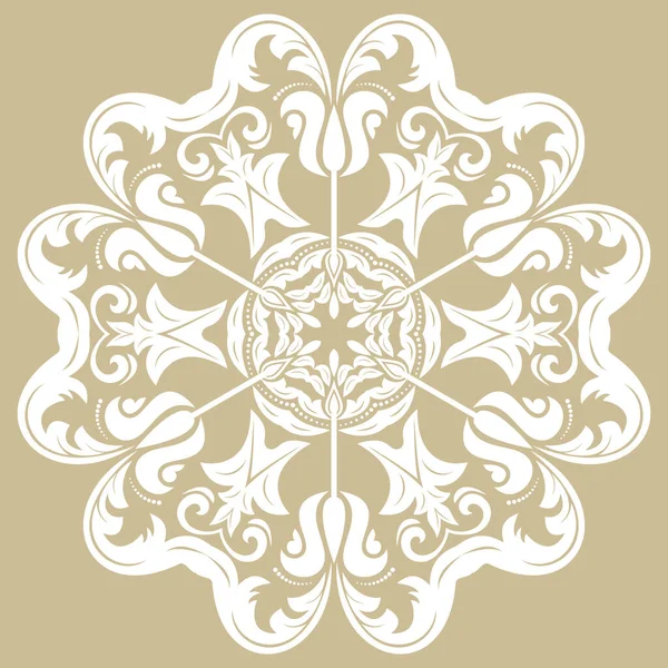 Элегантный Круглый Золотистый Белый Винтажный Векторный Орнамент Классическом Стиле Абстрактный — стоковый вектор