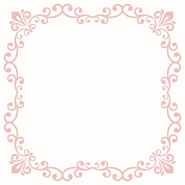 Klasszikus Vektor Vintage Rózsaszín Négyzet Keret Arabeszkákkal Orient Elemekkel Absztrakt — Stock Vector