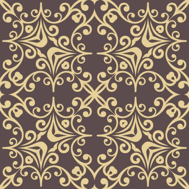 Orient vektörü klasik kahverengi ve altın desenli. Klasik elementlerle kusursuz soyut bir arkaplan. Oryantasyon düzeni. Duvar kağıtları ve ambalaj için süs