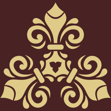 Klasik tarzda zarif, klasik, kahverengi ve altın üçgen süslemeler. Doğulu elementlerle soyut geleneksel süs. Klasik vintage desen