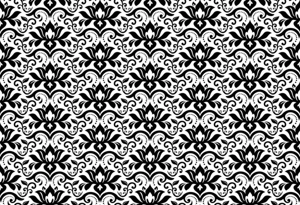 Ornamento Floral Vector Blanco Negro Fondo Clásico Abstracto Sin Costuras — Vector de stock