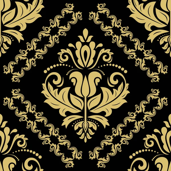 Orient Vector Classic Pattern Seamless Black Golden Abstract Background Vintage — Stock Vector