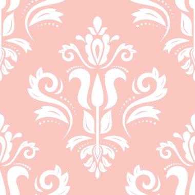 Orient vector classic pink and white pattern. Seamless abstract background with vintage elements. Orient pattern. Ornament for wallpapers and packaging