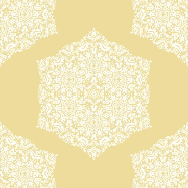 Orient Vector Clásico Patrón Amarillo Blanco Fondo Abstracto Sin Costuras — Archivo Imágenes Vectoriales