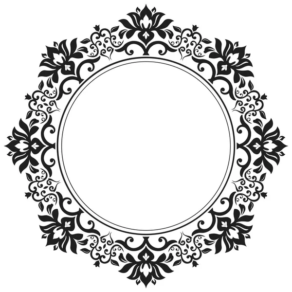 Oriental Vector Frame Αραβουργήματα Και Floral Στοιχεία Floral Στρογγυλό Μαύρο — Διανυσματικό Αρχείο