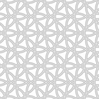 Arap tarzında kusursuz bir vektör süsü. Geometrik soyut arkaplan. Duvar kağıtları ve arka planlar için açık gri desenli ızgara