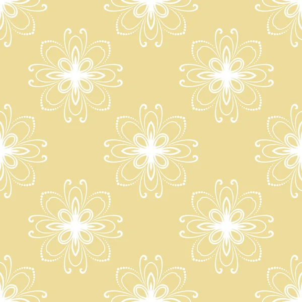 Ornamento Oriental Vector Amarillo Blanco Patrón Vintage Con Elementos Volumen — Vector de stock