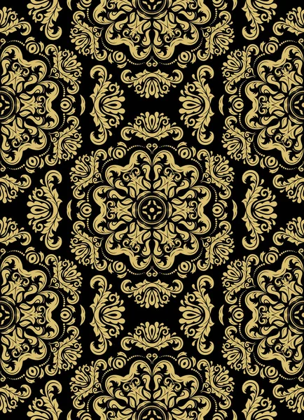 Orient Vector Patrón Clásico Negro Dorado Fondo Abstracto Sin Costuras — Archivo Imágenes Vectoriales