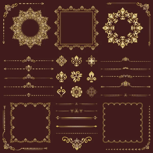 Vintage Set Vector Horizontale Vierkante Ronde Elementen Elementen Voor Achtergronden — Stockvector