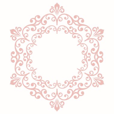 Klasik tarzda klasik bir klasik vektör süsü. Doğulu elementlerle soyut geleneksel süs. Klasik yuvarlak pembe bağbozumu.