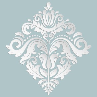 Arabesk çiçekli vektör deseni. Soyut mavi ve beyaz klasik doğu süsü. Klasik klasik kalıp