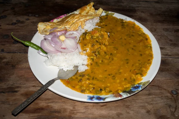 Närbild Ett Nordindiskt Hem Gjorde Lunch Serveras Dehradun Uttarakhand Indien — Stockfoto
