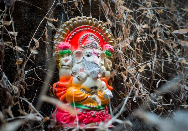 Febrero 2021 Uttarakhand India Monumento Distorsionado Del Señor Ganesha Durante — Foto de Stock