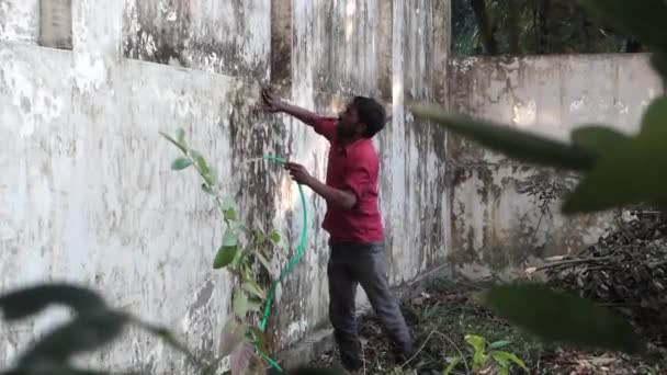 Editorial Tanggal Januari 2022 Lokasi Dehradun India Seorang Pekerja Mencuci — Stok Video
