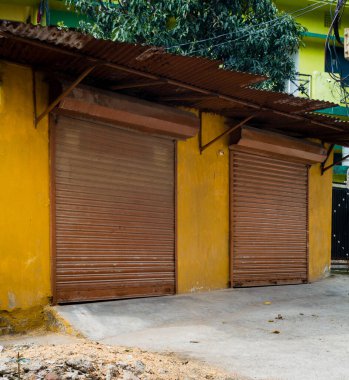 March 3rd 2022. Dehradun Uttarakhand ,India. Closed local shops in the market.