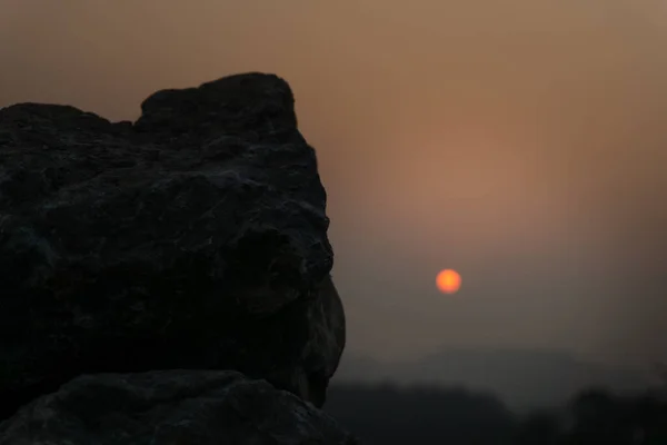 January 31St 2021 Dehradun Uttarakhand India Small Yellow Sun Distant — Fotografia de Stock