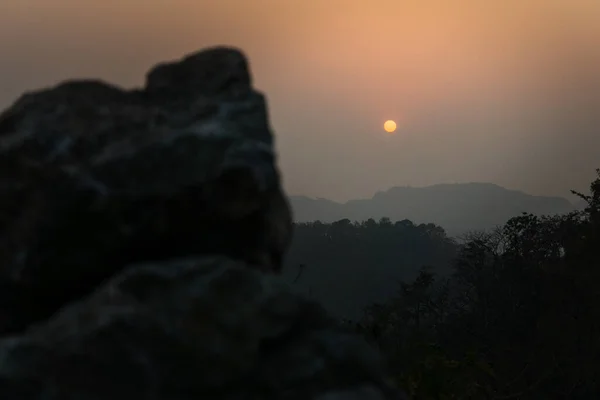 January 31St 2021 Dehradun Uttarakhand India Small Yellow Sun Distant — Stockfoto