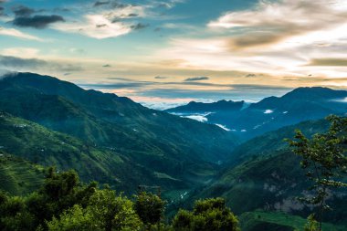 Colorful landscapes with himalayas mountains in the himalayan region of Uttarakhand India.