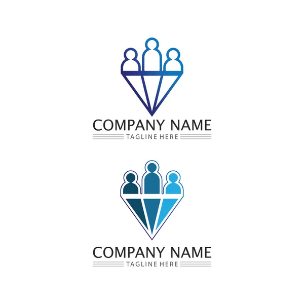 人々のロゴ チーム 成功の人々の仕事 グループとコミュニティ グループ会社とビジネスロゴベクトルとデザインケア 家族のアイコン成功のロゴ — ストックベクタ