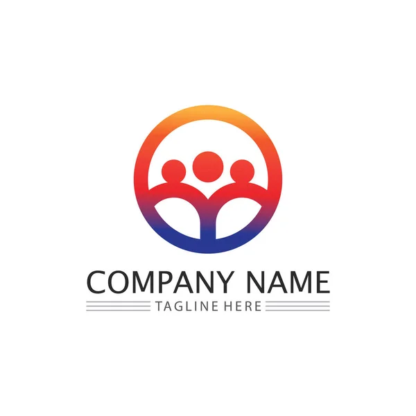 Pessoas Grupo Trabalho Ícone Logotipo Comunidade Design Ilustração Vetorial —  Vetores de Stock