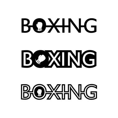 Boks simgesi seti ve boksör tasarımı savaşçı sembolü