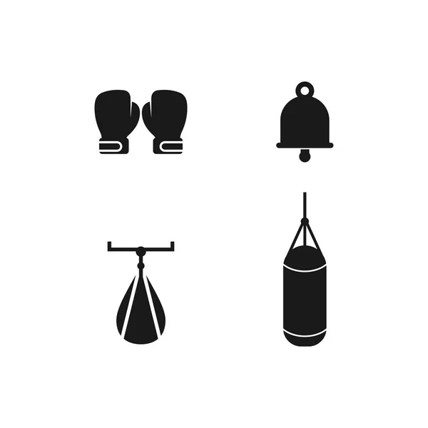 Conjunto Iconos Boxeo Ilustración Diseño Boxeador Símbolo Luchador — Vector de stock