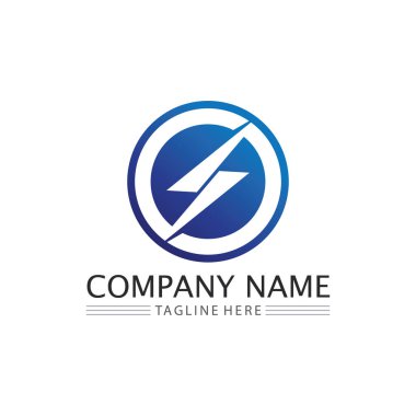 güç vektörü, flaş ogo ve yıldırım ve ikon elektrik illüstrasyon şablonu tasarımı 