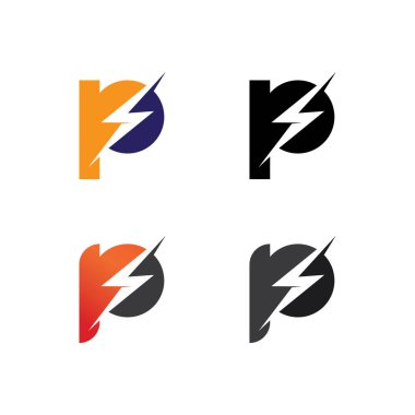 güç vektörü, flaş ogo ve yıldırım ve ikon elektrik illüstrasyon şablonu tasarımı 