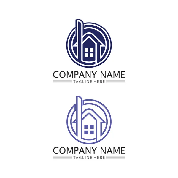 Costruire Logo Casa Logo Della Casa Architettura Icona Residenza Città — Vettoriale Stock