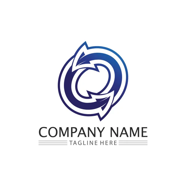 Logo Business Technology Cerchio Logo Simboli Vector Design Graphic — Vettoriale Stock