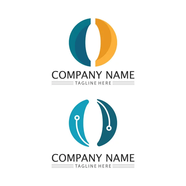 Logo Business Technology Cerchio Logo Simboli Vector Design Graphic — Vettoriale Stock