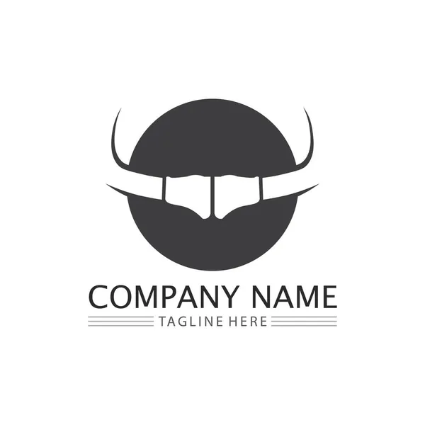Tête Buffle Vache Animal Logo Mascotte Vecteur Conception Pour Sport — Image vectorielle