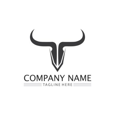 Boğa ve bufalo başlı inek maskotu logosu spor boynuzu hayvan memelilerinin baş logosu vahşi matador için tasarım vektörü