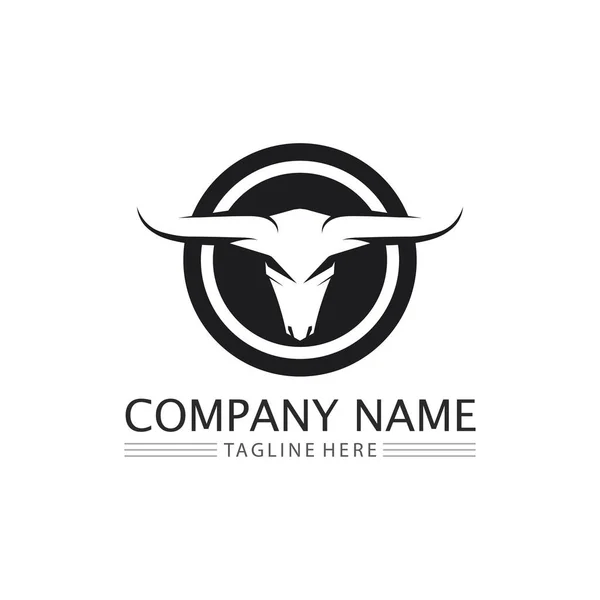 Taureau Tête Buffle Vache Animal Logo Mascotte Vecteur Conception Pour — Image vectorielle