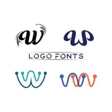 W Harfi Logo Şablonu vektör çizimi tasarımı